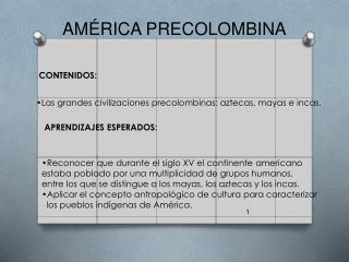 Las grandes civilizaciones precolombinas: aztecas, mayas e incas.