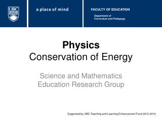 Physics Conservation of Energy