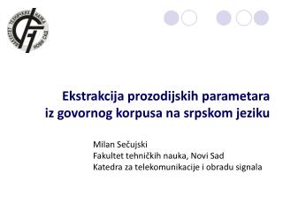 Ekstrakcija prozodijskih parametara iz govornog korpusa na srpskom jeziku
