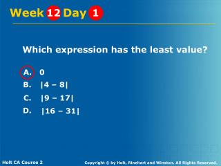 Which expression has the least value?