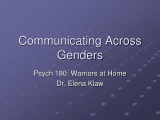 Communicating Across Genders