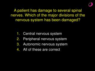 Central nervous system Peripheral nervous system Autonomic nervous system All of these are correct