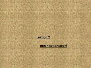 Lektion 2 organisationsteori