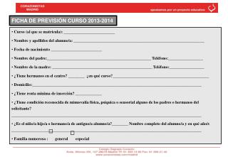 FICHA DE PREVISIÓN CURSO 2013-2014