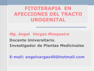 FITOTERAPIA EN AFECCIONES DEL TRACTO UROGENITAL