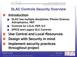 SLAC Controls Security Overview