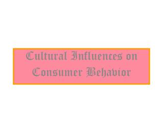 Cultural Influences on Consumer Behavior