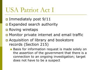 USA Patriot Act I