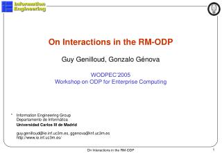 On Interactions in the RM-ODP Guy Genilloud, Gonzalo Génova