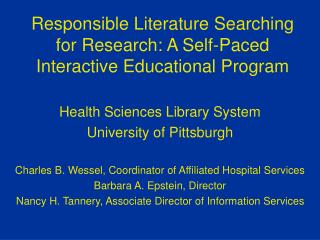Responsible Literature Searching for Research: A Self-Paced Interactive Educational Program