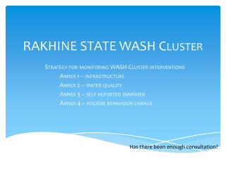 RAKHINE STATE WASH Cluster