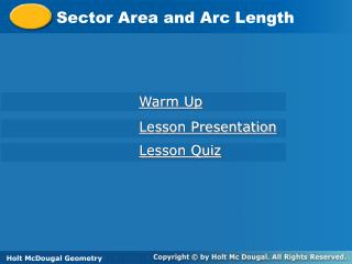 Sector Area and Arc Length