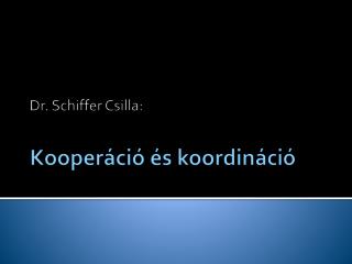 Dr. Schiffer Csilla: Kooperáció és koordináció