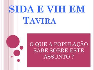 SIDA E VIH EM Tavira