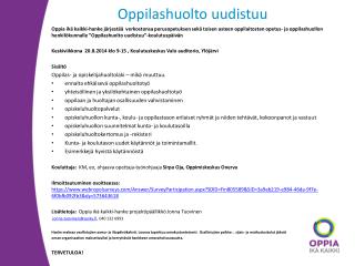 Oppilashuolto uudistuu