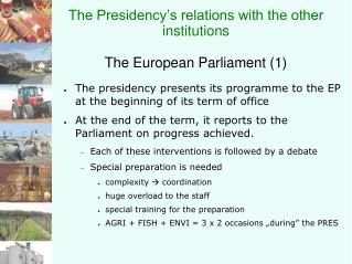 The Presidency’s relations with the other institutions The European Parliament (1)