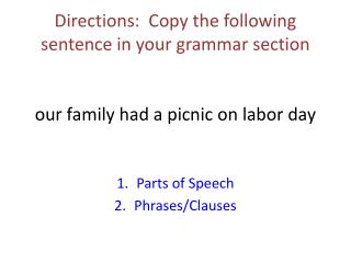 Parts of Speech Phrases/Clauses