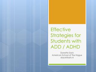 Effective Strategies for Students with ADD / ADHD