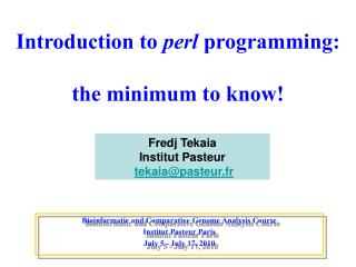 Introduction to perl programming: the minimum to know!