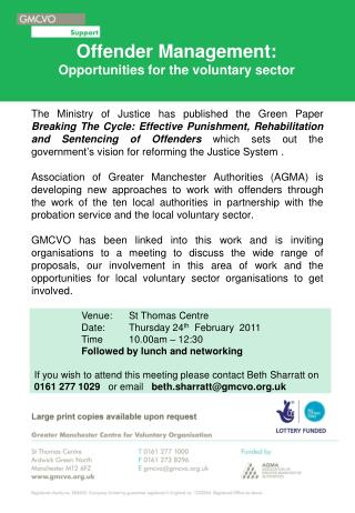 Offender Management: Opportunities for the voluntary sector