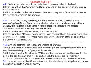 Galatians 4:21 to 5:1