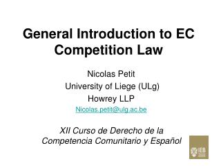 General Introduction to EC Competition Law
