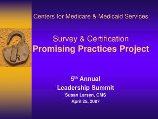 Centers for Medicare &amp; Medicaid Services Survey &amp; Certification Promising Practices Project