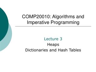COMP20010: Algorithms and Imperative Programming