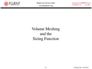 Volume Meshing and the Sizing Function