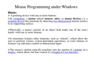 Mouse Programming under Windows