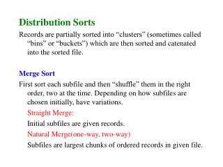 Distribution Sorts