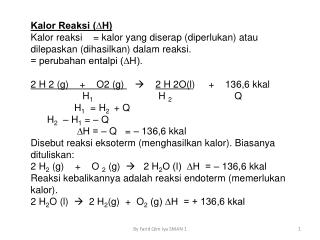 Kalor Reaksi (∆H)