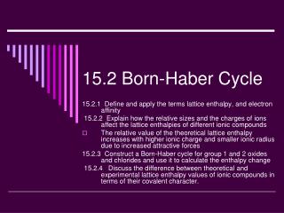 15.2 Born-Haber Cycle