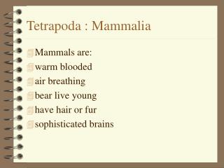 Tetrapoda : Mammalia