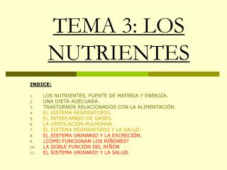 TEMA 3: LOS NUTRIENTES