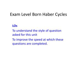 Exam Level Born Haber Cycles