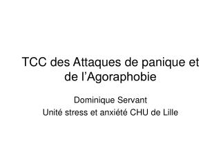 TCC des Attaques de panique et de l’Agoraphobie