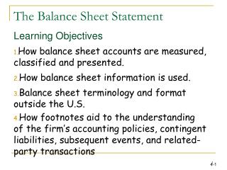 The Balance Sheet Statement