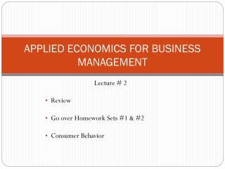 APPLIED ECONOMICS FOR BUSINESS MANAGEMENT