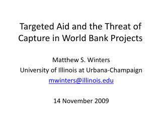 Targeted Aid and the Threat of Capture in World Bank Projects