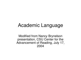 Academic Language
