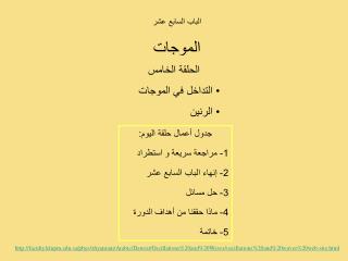 الحلقة الخامس التداخل في الموجات الرنين