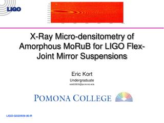 X-Ray Micro-densitometry of Amorphous MoRuB for LIGO Flex-Joint Mirror Suspensions