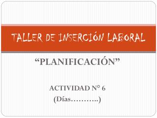 TALLER DE INSERCIÓN LABORAL