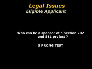 Legal Issues Eligible Applicant