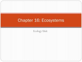 Chapter 16: Ecosystems