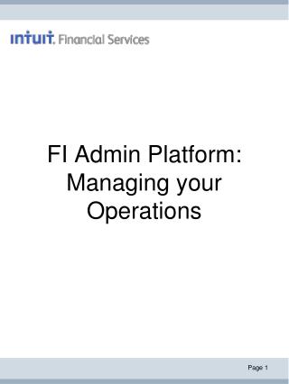 FI Admin Platform: Managing your Operations