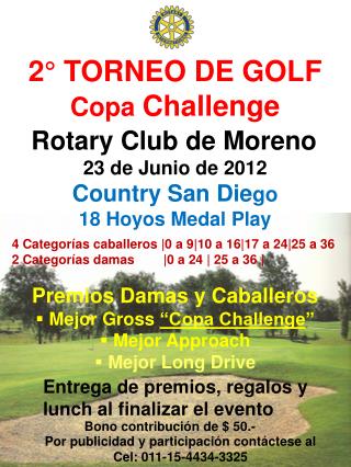 2° TORNEO DE GOLF Copa Challenge