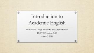 Introduction to Academic English