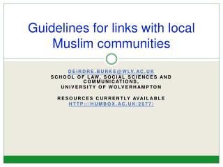 Guidelines for links with local Muslim communities